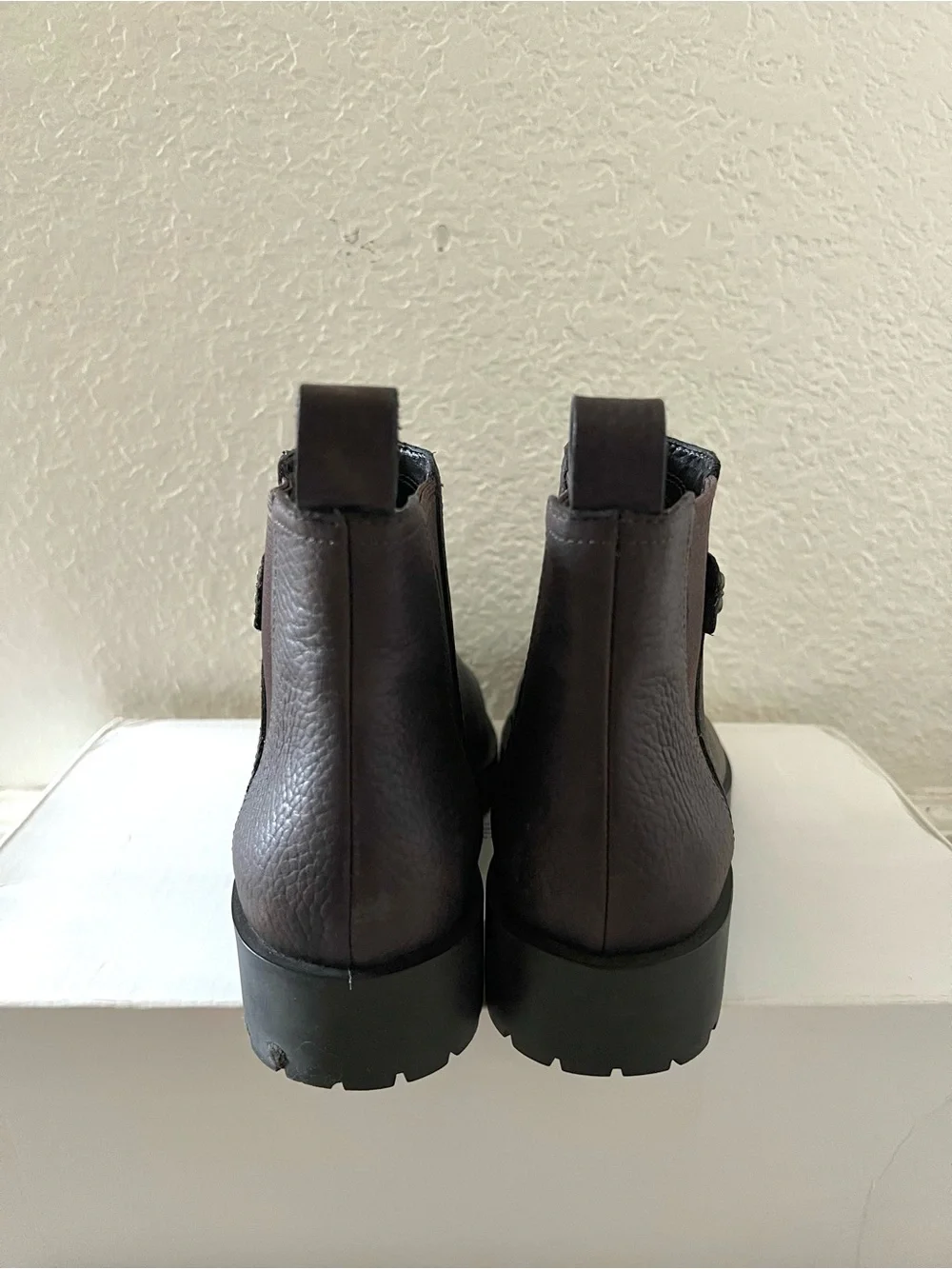 Dark Brown Leather Lug Sole Chelsea Boots
